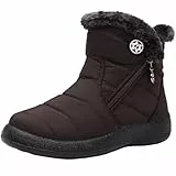 Eagsouni Winterstiefel Damen Winterschuhe Warm Plush Gefütterte Schneestiefel Winter Flach Kurzschaft Boots Outdoor Wasserdicht rutschfest Stiefel Schuhe, Kaffee B, 41 EU
