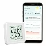 Flintronic Mini LCD Thermometer, Bluetooth Hygrometer Innen, Digital Thermometer Innen, Kabelloses Thermometer Hygrometer, Kabelloses,Luftfeuchtigkeit Meter für Babyzimmer Wohnzimmer Büro Gewächshaus