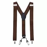 MASADA Hosenträger für Herren mit robusten Clips stufenlos verstellbar 3,5 cm breit und bis zu 195 cm Körpergröße Braun