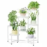 iDavosic.ly Pflanzenständer Metall Groß mit 7 Etagen, Blumenständer Pflanzenregal Blumenregal Indoor Outdoor, Faltbar Blumentreppen Innen Plant Stand Shelf für Garten Balkon Wohnzimmer (Rund, Schwarz)