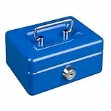 Burg Wächter Geldkassette abschließbar mit Schlüssel, Einwurfschlitz und Hartgeldeinsatz, Klein, Stahlblech, Money 5012, Blau, 40100