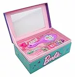 Joy Toy - Barbie Schmuckschatulle mit Accessoires: Bürste, 2 Haarspangen, Ring, Armband, Haarband - 18x11,5x7 cm