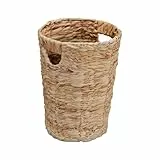 Relaxdays Papierkorb aus Wasserhyazinthe, Mülleimer Küche & Bad, Kleiner Wäschekorb, HxD: 32x25 cm, Korb Übertopf, Natur