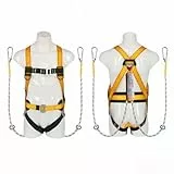 MANMEMU Fangseil Arbeitsleine,2 Haken, 2M Lang,Fallschutz Auffanggurt, Absturzsicherung Sicherheitsgurt Vollkörper Auffanggurt mit Sicherheitsseil Puffer