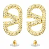 Hanaoops Ohrringe für Damen Geometrischer Buchstabe Ohrringe Hypoallergen Quadrate Ohrstecker Ohrringe Modeschmuck Ohrringe für Frauen und Mädchen Geschenke Gold & Silber