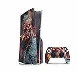 Skins4u Slim PS5 Skins Aufkleber für PlayStation 5 Konsole und Controller Skin Vinyl Skin Sticker PS5 Slim Disc Design Schutz Folie Zombie Fire
