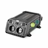 Technaxx KFZ Wechselrichter mit LC-Display 12V auf 230V - Auto Inverter mit 2x Schuko-Stecker und 2x USB-Port - Power 1200W / 2400W (Spitze) – Spannungswandler TE16