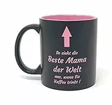 Laser Tattoo - Tasse Beste Mama mit Gravur: So Sieht die Beste Mama der Welt aus. (rosa/schwarz)