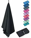 Fit-Flip Microfaser Handtücher - kompakt und leicht – für Reisen, Sport und Strand - Mikrofaser Handtuch schnelltrocknend – als Sauna und Badetuch groß (1x 50x30cm, Onyx Black)