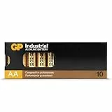 GP Industrial Alkaline AA Batterien 1,5V, auch bekannt als Mignon/LR6, 10 Stück Batterien AA Industrial in plastikfreier Papierverpackung