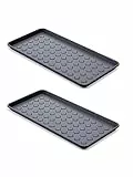 Garronda Schuhabstropfschale Schuhablage Abtrofschale für Schuhe 72 x 35 cm PVC Schuhabtropfmatte Schuhabstreifer GD-0052 (Schwarz, 2 Stück)