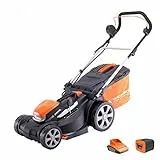 Yard Force 40V 34cm Akku-Rasenmäher mit Lithium-Ionen-Akku & Schnellladegerät LM G34A - GR 40 Range Orange