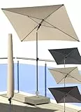 4smile Sonnenschirm Balkon 200x125 cm mit Schirmhülle, Beige - UV50+ Sonnenschirm rechteckig knickbar höhenverstellbar, Sommer Schirm für Sonnenschutz Balkon als Ersatz für Ampelschirm