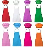 XIEJINJIA 8er Set Schürze mit Kochmütze Wasserdicht Schürzen Verstellbar mit 2 Taschen Küche Kochen Backen
