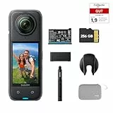 Insta360 X4 Ausdauer-Bundle – wasserdichte 8K 360°-Action-Cam, 4K Weitwinkelvideos, Unsichtbarer Selfie-Stick, Abnehmbarer Linsenschutz, 135 min Akkulaufzeit, KI-Bearbeitung, Stabilisierung