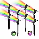 kolpop [8 Stück/ 7 RGB Bunt Solarlampen für Außen, IP65 Wasserdicht Solar Strahler, 800LM Außenleuchte, 2 in 1 Montage, Dusk to Dawn Solarleuchten Gartenleuchten für Bäume, Outdoor Pflanzen, Hof