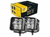 HELLA LED Zusatzscheinwerfer Black Magic Cube Set 3,2 Zoll 3000 echte Lumen Nahfeldausleuchtung: 2 Stk quadratisch Offroad LED Arbeitsscheinwerfer 12V - 24V für Auto SUV ATV Motorrad - 1FA 358 176-811