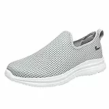 Herren-Schlupfschuhe, Größe 44, Herren-Wanderschuhe, Netzgewebe, geschwollene Füße, orthopädische Turnschuhe, atmungsaktiv, Slipper, leichte Sportschuhe, bequeme Tennisschuhe, flache Schuhe, grau, 45
