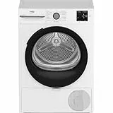 Beko BM3T38220X Wäschetrockner, 8 kg, Frontlader Wärmepumpentrockner, 15 Programme, Sensortrocknung, Säulenfähig, Aquawave Schontrommel, Weiß