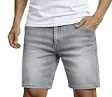 Leif Nelson Shorts Herren Kurze Hosen Männer Jeansshorts Denim Sommer Freizeithose Basic LN-1397 grau Größe W34