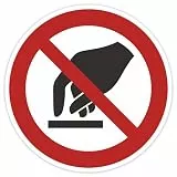 Schild 50mm Durchmesser - DIN EN ISO 7010 - DIN 4844 - ASR A1.3 - Verbotszeichen 5cm für Innen und Aussen - PVC Aufkleber - selbstklebend (1, P010 Berühren verboten)