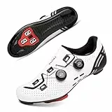 Solamni Fahrradschuhe Damen Rennradschuhe Kompatibel mit SPD/SPD-SL/Look Delta Klicksystem, Radsportschuhe für Spinning, Rennrad Weiß