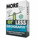 More or Less Geography-Edition Kartenspiel - Wie gut ist deine Intuition?, ab 2 Spieler, Erwachsene und Kinder