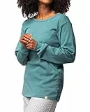 greenjama Damen Langarm-Shirt aus Derby-Rib, GOTS-Zertifiziert Pyjamaoberteil, Topaz, 42