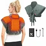 Vofuoti Kabelloses Heizkissen für Nacken und Schultern mit 10000mAh Akku,Nackenwärmer 1kg Gewichtetes Heizkissen mit 3 Heizstufen,Elektrisch Beheiztes Nacken-Schultertuch zur Schmerzlinderung,Waschbar