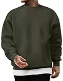 JMIERR Baumwolle Pullover Herren Freizeit Rundhals Sweatshirts Fallen Langarm Hoodies Loose Fit Grün XXXL