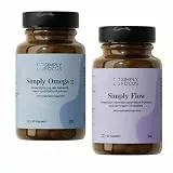 Simply Focus Omega 3 und Flow Set Omega 3 Kapseln hochdosiert mit je 1000 mg Fischöl und Magnesium, Vitamin B 6, Rosenwurz, Grüntee-Extrakt und Ginseng je 60 Kapseln
