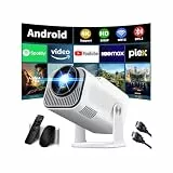 Mini Beamer Unterstützt 4K 1080P, Projektor Tragbarer mit WiFi 6 und Bluetooth 5.2, Beamer Klein Projektor Auto Keystone 270° Dreh Kompatibel mit HDMI/TV Stick/Memory Stick/Laptop, Weiß