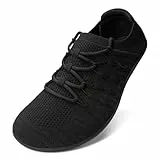 Barfußschuhe für Herren, breiter Zehenbereich, minimalistisch, Traillaufschuhe, Zero Drop, Wanderschuh, Outdoor, Freizeit-Sneaker, Schwarz , 47 EU