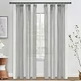 MRTREES Scheibengardinen Gardinen Schals 2 Set 245x140 cm Vorhänge Halbtransparent Dunkelgrau Grau und Weiß Curtains Living Room