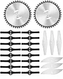 24-TLG. Rasentrimmer Ersatzmesser Set, 2 Metall-Sägeblätter, 16 Kunststoffmesser & 6 Metallmesser, Trimmermesser Zubehör für Akku-Rasentrimmer/Grasschneider, Ersatzklingen für Rasen & Gartenpflege