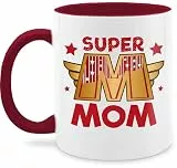 Tasse Tassen 325ml - Super Mom I Supermom Heldin Mama - 325 ml - Bordeauxrot - muttertagstasse mum supermama teetasse moms cup mütter für fanmug geschenk zum muttertag muttertagsgeschenke mutter