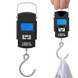 Angelwaage,Tragbare Handwaage,Hakenwaage,Digitale Hängewaage,Gepäckwaage mit Haken,Fischwaage,Geeignet für Gepäck, Angeln,Küche,Mit LCD-Bildschirm(Ohne Batterie)