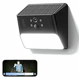 Cinnado Überwachungskamera Aussen Akku Solar - 2K Kabellose WLAN Kamera Überwachung Außen, Aussenleuchte mit Kamera, Outdoor Camera mit PIR Bewegungsmelder, Farbe Nachtsicht,IP65,kompatibel mit Alexa