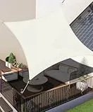 LOVE STORY Sonnensegel 2x2m Wasserdicht Rechteckig Cremeweiß Sonnenschutz Windschutz Segel PES Polyester,95% UV-Schutz für Außenbereich, Terrasse, Balkon, Garten