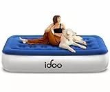 iDOO Luftbett 1 Person,Luftmatratze Selbstaufblasend mit Integrierter Elektrischer Pumpe, Aufblasbare Matratze mit Aufbewahrungstasche, Aufblasbares Bett für Camping, Gäste, Reisen und drinnen