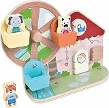 small Foot Motorikspielzeug Riesenrad „Jungle Friends“, aus FSC® 100%-zertifiziertem Holz, mit niedlichen Tierfiguren, für Kinder ab 12 Monaten, 12764