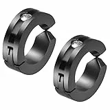 Flongo Ohrklemme kein Loch ohne Loch Ohrstecker, Ohrringe Ohrclip Non Piercing Fake Ohrpiercing Helix Cartilage Knorpel Piercing Schwarz für Herren, Damen aus Edelstahl