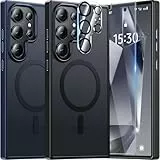 UniqueMe für Samsung Galaxy S24 Ultra Hülle, 5-in-1-Set Handyhülle für Samsung Galaxy S24 Ultra Case Rundumschutz Schutzhülle Cover,1 Handyhülle & 2 Schutzfolie & 2 Kameraschutz - Matt Schwarz