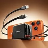 iVANKY 4-in-1 USB C GaN Ladegerät mit 65cm Einziehbarem Ladekabel, 45W Netzteil für iPhone 17 Pro Max Air, Reise Charger mit USB-C +Lighting Kabeln, Schnellladung für Samsung, 4-Port Adapter für 16/15