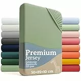 Laleni 2er-Set Premium Spannbettlaken für Beistellbett 50x89 cm - Oeko-Tex Zertifiziert, 100% Baumwolle, atmungsaktives Spannbetttuch Jersey Baby, 150 g/m², Summer Green - Grün
