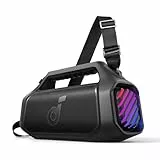 soundcore Anker Motion Boom Plus 2 IP67 Lautsprecher für Draußen, 80W Stereo Sound, Individueller EQ & BassUp, USB-C, Bluetooth, Integrierte Powerbank, Wasserdicht, für Camping, Pool, Strand, Garten