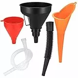 3 Stück Einfülltrichter Set, rechtwinkliges flexibles Kunststoff Trichter Set, Universal Auto Benzin Kraftstoff Trichter mit abnehmbarem Auslauf und langen Trichtern (Rot/Orange/Schwarz-3 Stück)