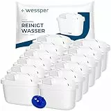 Wessper Wasserfilter Kartusche Kompatibel mit Brita Maxtra Wasser Kanne, Filter mit Aktivkohle und Lonenaustauscherharz, Wasserfilterkatuschen - 12er Pack, Weiß