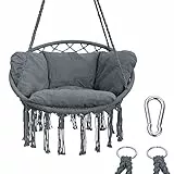 yourGEAR Boracay Hängesessel gepolstert in Grau oder Beige – Hängeschaukel 360° Swing Chair, belastbar bis 240kg Labor geprüft – Indoor & Outdoor Hängestuhl