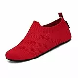 SAGUARO Hausschuhe Kinder Mädchen Hüttenschuhe Leichte Atmungsaktiv Pantoffeln Rot 30/31 EU
